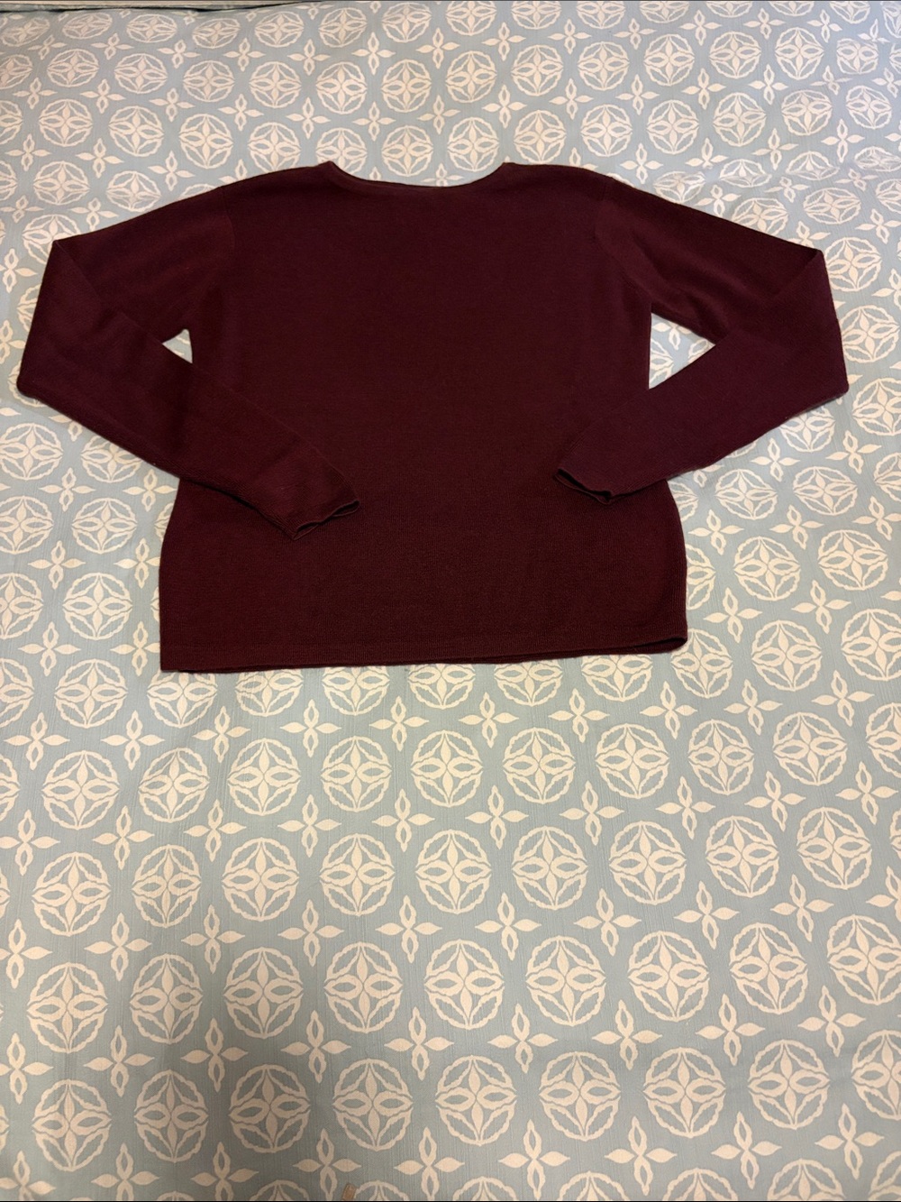 Vintage LL Bean Maroon Merino Wool Crewneck Sweater - Picture 3 of 6
